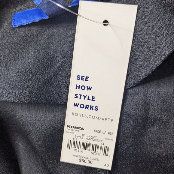 NWT Apt. 9 Waterfall Blazer with Zipper Black - Picture 8 of 8